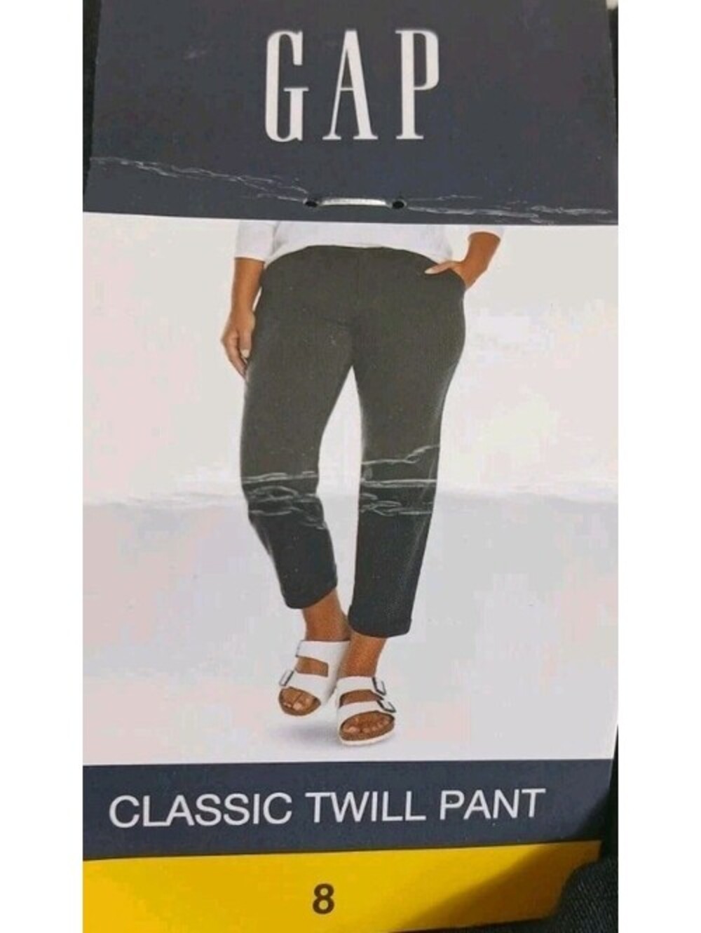Gap - Classic Twill Black Pants - Sz 8 - Cuffed Ankles Elastic Waist - NEW NWT
